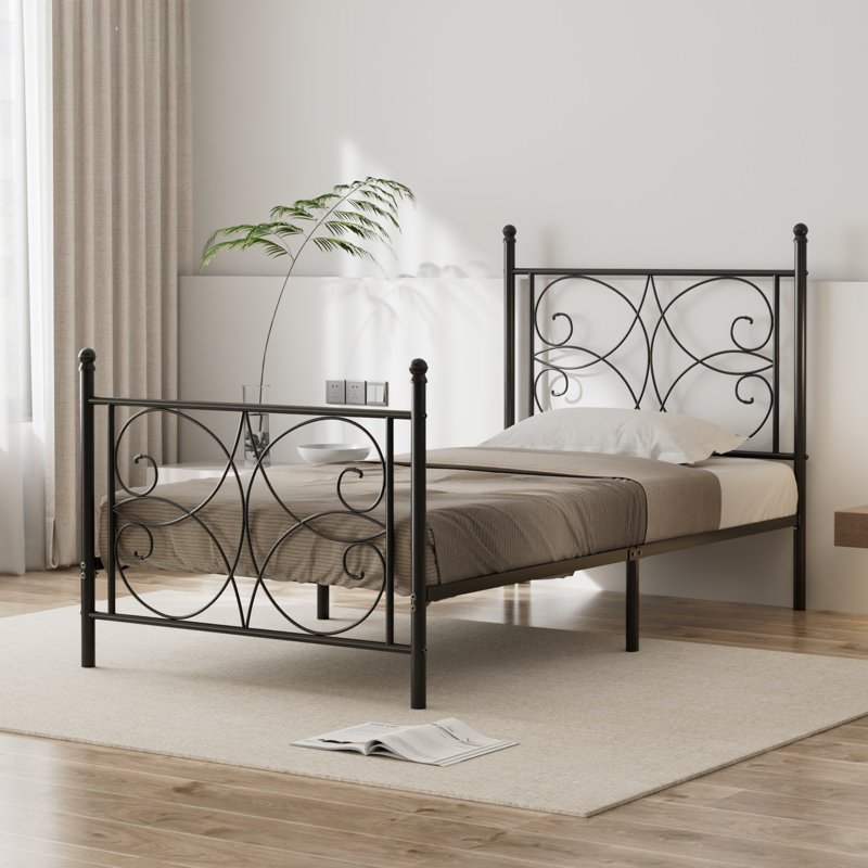 Lark Manor 2PCS Single Metal Bed Frames With Headboard And Footboard For Kids Teenagers Adults Wayfair